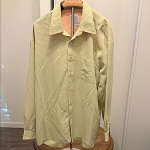 SQWear Lime Green w Yellow Checks Long Sleeve/Button‎ Up Men’s Shirt Size XL